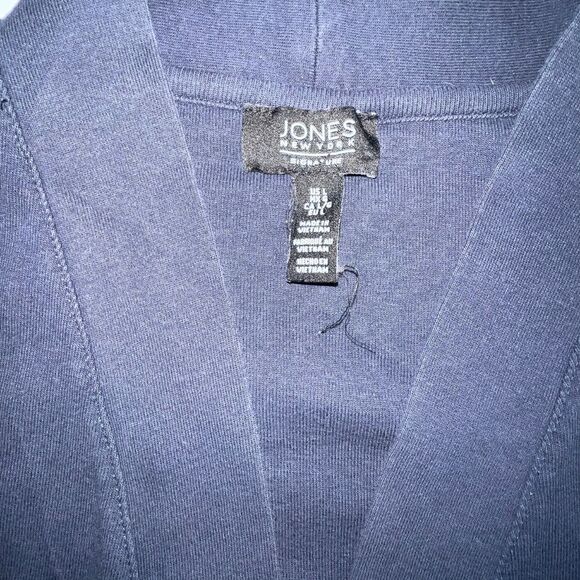 Jones New York Cardigan Womens Large Blue Open Casual Sweater Roll Tab Sleeve - Picture 7 of 9